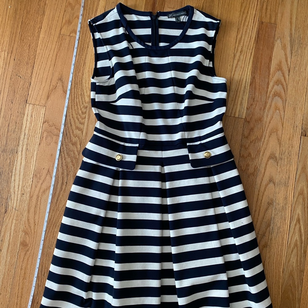 Demure Navy Striped Dress